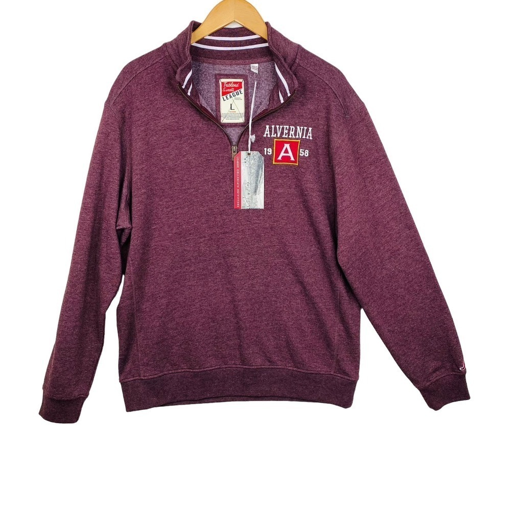 NWT League Colligate Wear Alvernia 1958 Maroon Quarter Zip Pullover Size Large